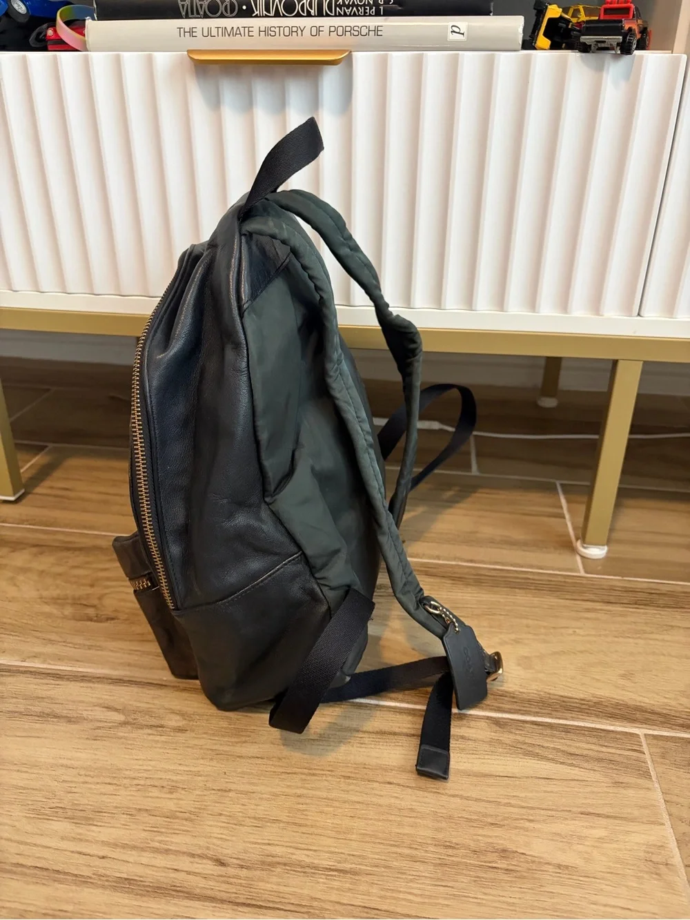 Coach Medium Charlie Backpack Signature Canvas Leather Brown Black F32200
